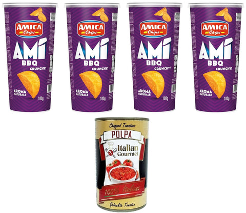 Italian Gourmet E.R. Chips Amica Chips AMI' Crunchy BBQ 4x 100gr + Italian Gourmet polpa 400g 8032804040014