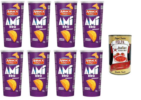 Italian Gourmet E.R. Chips Amica Chips AMI' Crunchy BBQ 8x 100gr + Italian Gourmet polpa 400g 8032804040014