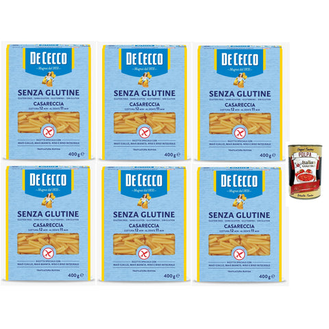 De Cecco Casareccia, senza Glutine No. 88, Glutenfrei, 100% Pasta Nudeln gluten free 6x 400G inkl. Italian Gourmet polpa 400g Original italienisch