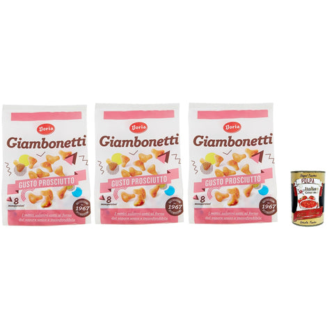 Doria Giambonetti Prosciutto, Herzhafter, im Ofen gebackener Schinkengeschmack, 3x 320 g Original italienisch inkl. Italian Gourmet Polpa 400g