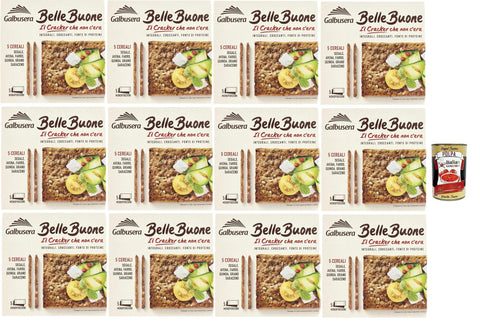 Galbusera BELLEBUONE, cracker mit 5 Getreide: Roggen, Hafer, geschrieben, Quinoa und Buchweizen, 12x 200g Original italienisch inkl. Italian Gourmet Polpa 400g