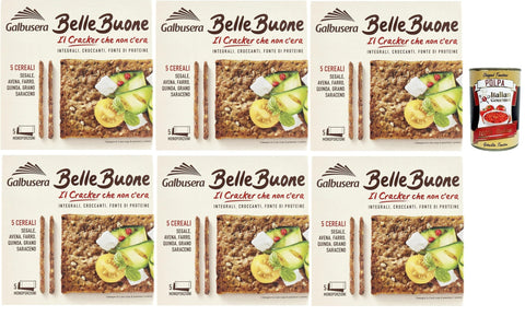 Galbusera BELLEBUONE, cracker mit 5 Getreide: Roggen, Hafer, geschrieben, Quinoa und Buchweizen, 6x 200g Original italienisch inkl. Italian Gourmet Polpa 400g