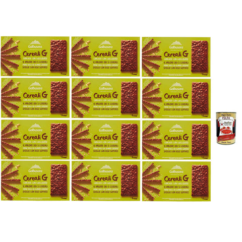 Galbusera CerealiG cracker ai 5 cereali con riso soffiato ricoperte di cioccolato, 5 Getreide crackers mit aufgebrauchtem Reis mit Schokolade bedeckt 12x 150 g inkl. Italian Gourmet polpa 400g Original italienisch
