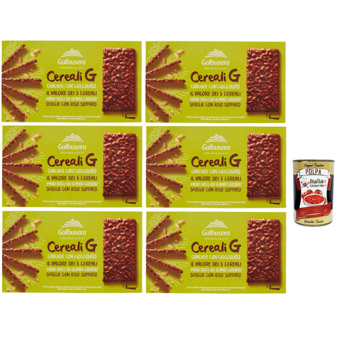 Galbusera CerealiG cracker ai 5 cereali con riso soffiato ricoperte di cioccolato, 5 Getreide crackers mit aufgebrauchtem 6x150g Original italienisch