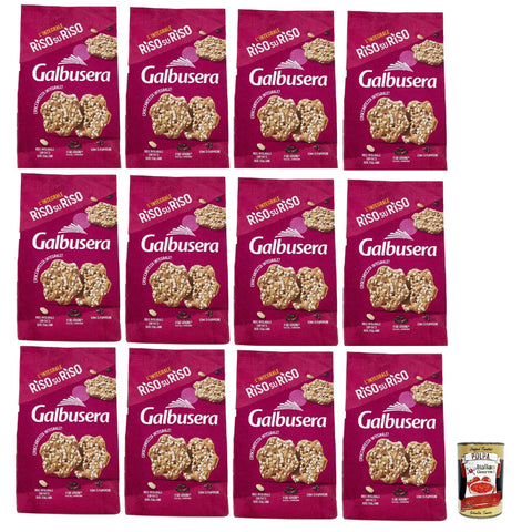 Galbusera RisosuRiso panetti con riso Venere, riso integrale soffiato e semi di papavero, crackers mit Venus - Reis, Puffs Full Rice und Mohnsamen 12x 200g inkl. Italian Gourmet polpa 400g Original italienisch