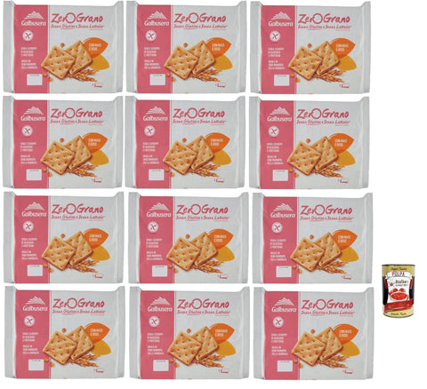 Italian Gourmet E.R. Chips Galbusera ZeroGrano cracker con riso e mais senza glutine e senza lattosio, Glutenfrei und laktosefreie Cracker mit Reis und Mais, 12x 320g + Italian Gourmet polpa 400g 8032804040014