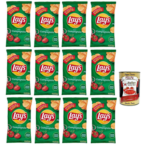 Lays Lay's Campagnola Chips Patatine Kartoffelchips gesalzen 12x 133g Kartoffel chips mit dem Geschmack von Gewürzen und Gemüse Original italienisch inkl. Italian Gourmet Polpa 400g