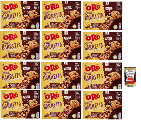 Italian Gourmet E.R. Chips Oro Saiwa Barretta ai Cereali Integrali e al Cioccolato Fondente e Nocciole, Riegel snack mit Ganzes Getreide und dunkle Schokoladen und Haselnüsse 12x 160 g + Italian Gourmet polpa 400g 8032804040014