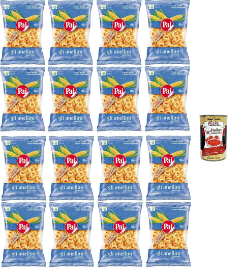 Italian Gourmet E.R. Chips Pai Gli Anellini Gusto Pizza Cotti al forno gebackene 16x125gr + Italian Gourmet polpa 400g 8032804040014