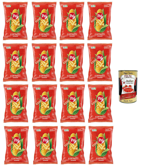 Italian Gourmet E.R. Chips Pai I Cornetti Gusto Formaggio Cotti al forno Im Ofen gebackene Croissants mit Käsegeschmack 16x125gr + Italian Gourmet polpa 400g 8032804040014