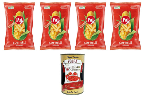 Italian Gourmet E.R. Chips Pai I Cornetti Gusto Formaggio Cotti al forno Im Ofen gebackene Croissants mit Käsegeschmack 4x125gr + Italian Gourmet polpa 400g 8032804040014