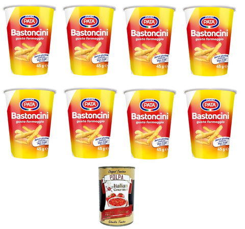 Italian Gourmet E.R. Chips Pata Bastoncini Gusto Formaggio Sticks mit Käsegeschmack 8x 45gr + Italian Gourmet Polpa 400g 8032804040014