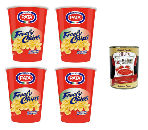 Italian Gourmet E.R. Chips Pata Freely Chips Lo scrocchio che stuzzica Das Knarren, das neckt 4x 35gr + Italian Gourmet Polpa 400g 8032804040014