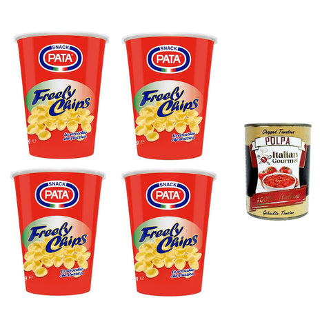 Pata Freely Chips Lo scrocchio che stuzzica Das Knarren, das neckt 4x 35gr Original italienisch inkl. Italian Gourmet Polpa 400g