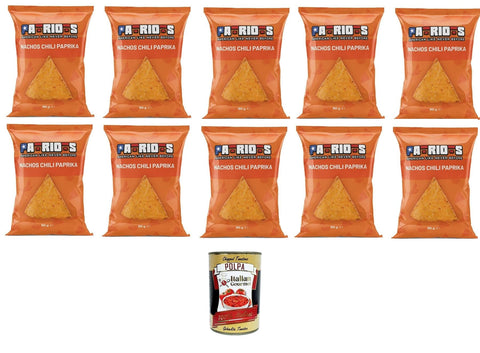 Italian Gourmet E.R. Chips Patriots Nachos Chili Paprika, Paprika-Nachos 10x60gr + Italian Gourmet polpa 400g 8032804040014