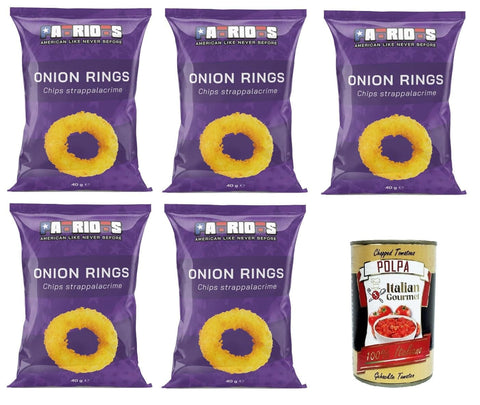Italian Gourmet E.R. Chips Patriots Onion Rings, patatine alla cipolla Onion Rings, Zwiebelchips 5x40g+ Italian Gourmet polpa 400g 8032804040014