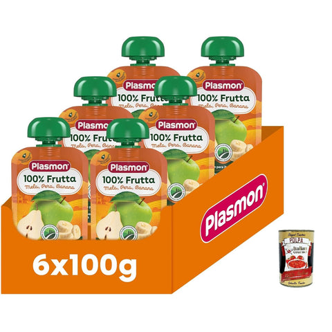 Plasmon 100% Frutta Mela, Pera 1x100g Original italienisch Snack