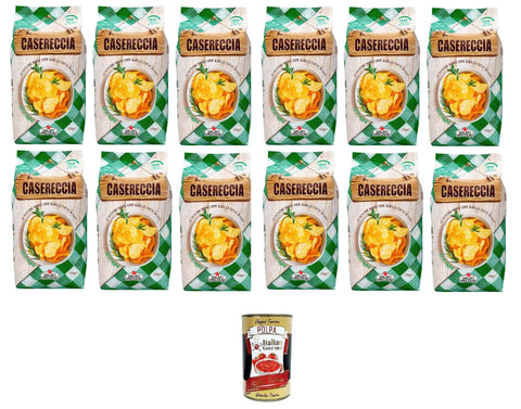 Salati Preziosi Casereccia Rosmarino, patatine al gusto di rosmarino Casereccia Rosmarino, Chips mit Rosmaringeschmack 12x135gr Original italienisch inkl. Italian Gourmet Pelati 400g