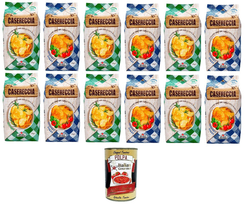 Italian Gourmet E.R. Chips Salati Preziosi Casereccia Testpaket Rosmarino- Pomodoro e Basilico, Chips mit Rosmaringeschmack und Tomate und Basilikum 12x135gr +Italian Gourmet pelati 400gr 8032804040014