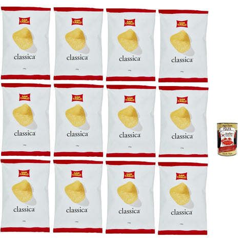 San Carlo Classica Chips Patatine Kartoffelchips gesalzen Kartoffel chips 12x190g Original italienisch Snack