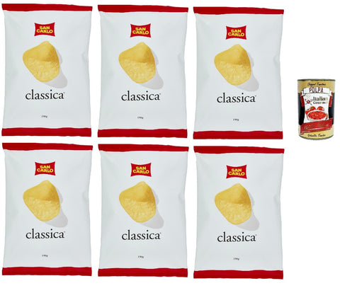 Italian Gourmet E.R. Chips San Carlo Classica Chips Patatine Kartoffelchips gesalzen 6x 190g Kartoffel chips + Italian Gourmet polpa 400g 8032804040014