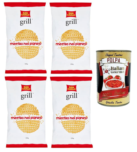 Italian Gourmet E.R. Chips San Carlo Patatine Grill 4x150gr + Italian Gourmet polpa 400g 8032804040014