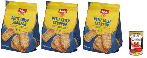 Schar Schär Crostini senza Glutine, Glutenfreie Croutons, Speziell für Menschen mit Glutenunverträglichkeit entwickelt, 3x 150g Original italienisch inkl. Italian Gourmet Polpa 400g