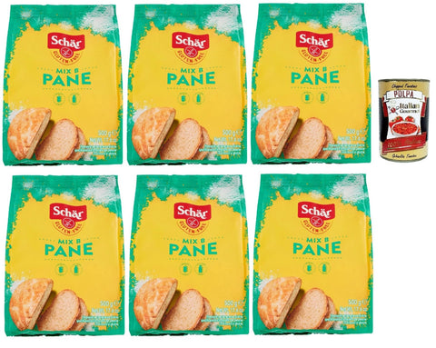 Schar Schär Mix Pane - Mix B Preparato per Pane e Impasti Lievitati senza Glutine, Mischen Sie für Brot, bereit zum gekochten, glutenfreien Teig, 6x 500g Original italienisch inkl. Italian Gourmet Polpa 400g