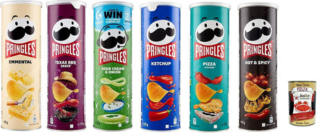 Italian Gourmet E.R. Chips Testpaket Pringles 6x 175g in der praktischen Dose knackige Chip 6 Flavours + Italian Gourmet Polpa 400g 5053990119325