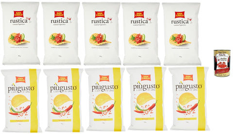 Italian Gourmet E.R. Chips Testpaket San Carlo Patatine, Vivace Paprika 5x150g + Rustica 5x300g - Kartoffelchips Chips Beutel + Italian Gourmet polpa 400g 8032804040014