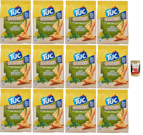 Italian Gourmet E.R. Chips Tuc Sfoglie, Extra natives Olivenöl und aromatische Kräuter, dünne und knusprige Dreiecke, im Ofen gegart, 12x 170g + Italian Gourmet polpa 400g 8032804040014