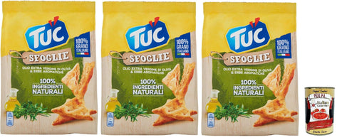 Italian Gourmet E.R. Chips Tuc Sfoglie, Extra natives Olivenöl und aromatische Kräuter, dünne und knusprige Dreiecke, im Ofen gegart, 3x 170g + Italian Gourmet polpa 400g 8032804040014