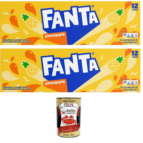 Fanta Pineapple, bevanda all'ananas Ananasgetränk 24x 355 ml inkl. Italian Gourmet polpa 400g Original italienisch