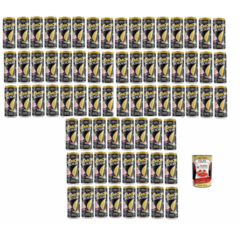 Campari Lemon Soda Lemonsoda Dosen, italienisch trinken, lemonade soft drink, aus italienischen Zitronen, 72x 330ml mit Fruchtfleisch Original italienisch inkl. Italian Gourmet Polpa 400g
