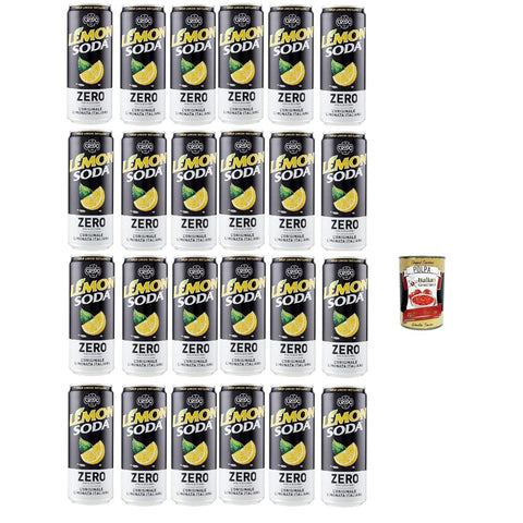Lemonsoda Zero Erfrischungsgetränk Zitrone lemonade, Ohne Zuckerzusatz, lemon flavoured italian soft drink, sugar free 24x 330ml inkl. Italian Gourmet polpa 400g Original italienisch