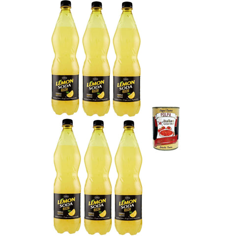 Lemonsoda zero PET 6x 1Lt Flasche Campari Group Lemonsoda Zitrone italienisch Original italienisch inkl. Italian Gourmet Polpa 400g