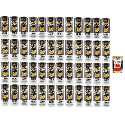 Campari Oransoda Zero Erfrischungsgetränk Orangenlemonade, Ohne Zuckerzusatz, orange italian soft drink sugar free, 48x 33cl Original italienisch inkl. Italian Gourmet Polpa 400g