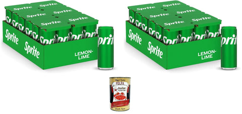 Italian Gourmet E.R. Cola & Limonade Sprite Zitronen-Limetten-Geschmack, geringer Zuckergehalt, natürlich erfrischender Geschmack, prickelndes alkoholfreies Getränk-48 Dosen à 330 ml, + Italian Gourmet polpa 400g 8032804040014