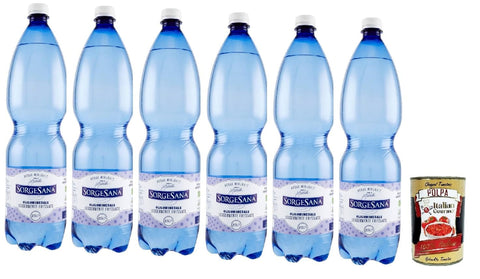 Italian Gourmet E.R. Cola Sorgesana Acqua Minerale Oligominerale Leggermente Frizzante, 6x 1,5 L, Leicht funkelndes Mineralwasser + Italian Gourmet polpa 400g 8032804040014