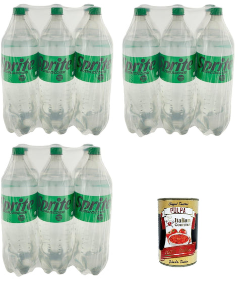 Italian Gourmet E.R. Cola SPRITE DRINK ZERO FLASCHE Zitronengetränk Limette 1,5Lt kohlensäurehaltiges Getränk alkoholfreies Getränk zuckerfrei soft drink 18 X 1,5 LT + Italian Gourmet polpa 400g 5449000110039