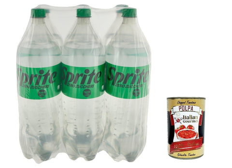Italian Gourmet E.R. Cola SPRITE DRINK ZERO FLASCHE Zitronengetränk Limette 1,5Lt kohlensäurehaltiges Getränk alkoholfreies Getränk zuckerfrei soft drink 6X 1,5 LT + Italian Gourmet polpa 400g 5449000110039