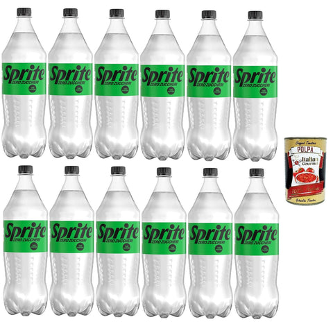 Sprite Zero -, Gusto Lemon - lime, Zero Zucker und zero Kalorien, 100% recycelbares Haustier, natürlich erfrischende Geschmack, funkelnde Erfrischungsgetränk 12x 1.5 L inkl. Italian Gourmet polpa 400g Original italienisch