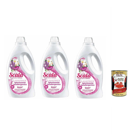 Italian Gourmet E.R. Color- & Feinwäsche Scala detergente lavatrice Gelsomino e Patchouli 1,5L Flüssigwaschmittel Jasmin und Patchouli, 3 x 1,5 l + Italian Gourmet polpa 400gr 8032804040014