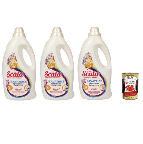Italian Gourmet E.R. Color- & Feinwäsche Scala detergente lavatrice Salvacolore 1,5L Flüssigwaschmittel für Buntwäsche 3 x 1,5 l + Italian Gourmet polpa 400gr 8032804040014