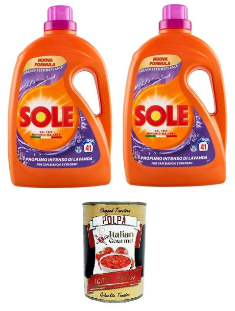 Italian Gourmet E.R. Color- & Feinwäsche Sole Lavender Natural Freshness Waschmaschinenwaschmittel 41 Wäschen 2x 1.845 L + Italian Gourmet Polpa 400g 8032804040014