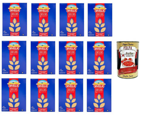 Divella Cous Cous 12x 500 gr inkl. Italian Gourmet polpa 400g Original italienisch