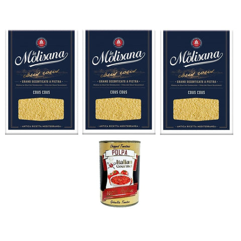 La Molisana Couscous La Molisana Cous Cous Steingeschälter Weizen N°621 3x 500gr Original italienisch inkl. Italian Gourmet Polpa 400g 8004690751060