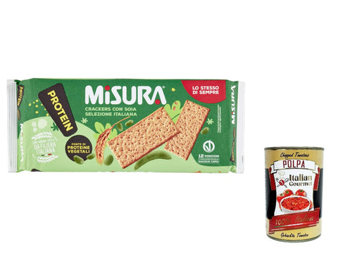 Italian Gourmet E.R. Crackers 12x Misura Protein Crackers con Soia Voller pflanzlicher Protein, italienisches Mehl 400 g + Italian Gourmet polpa 400g 8002590042752