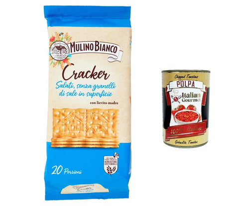 Italian Gourmet E.R. Crackers 12x Mulino Bianco ungesalzene Cracker mit nachhaltigem Mehl 500 g + Italian gourmet polpa 400g 8076809506328