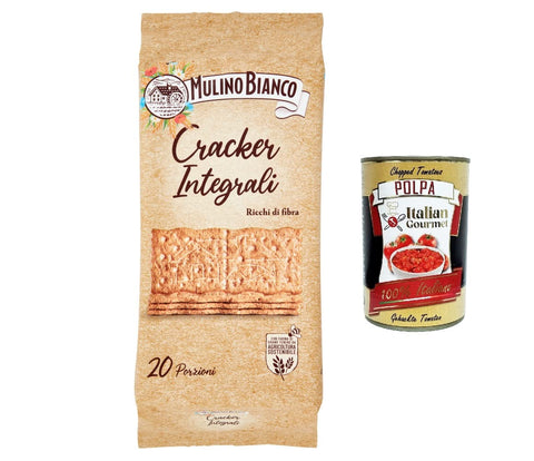 Mulino Bianco Vollkorn cracker integrali mit nachhaltigem, ballaststoffreichem Mehl 500 g 12x Original italienisch inkl. italienisches Gourmet-Fruchtfleisch 400 g